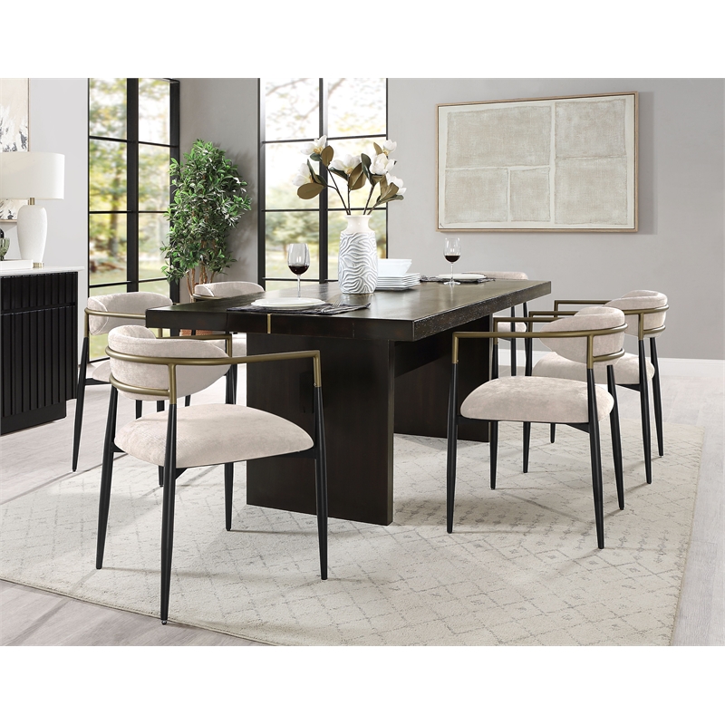 Bowery Hill Modern Rectangular Black Dining Table with Wooden Legs