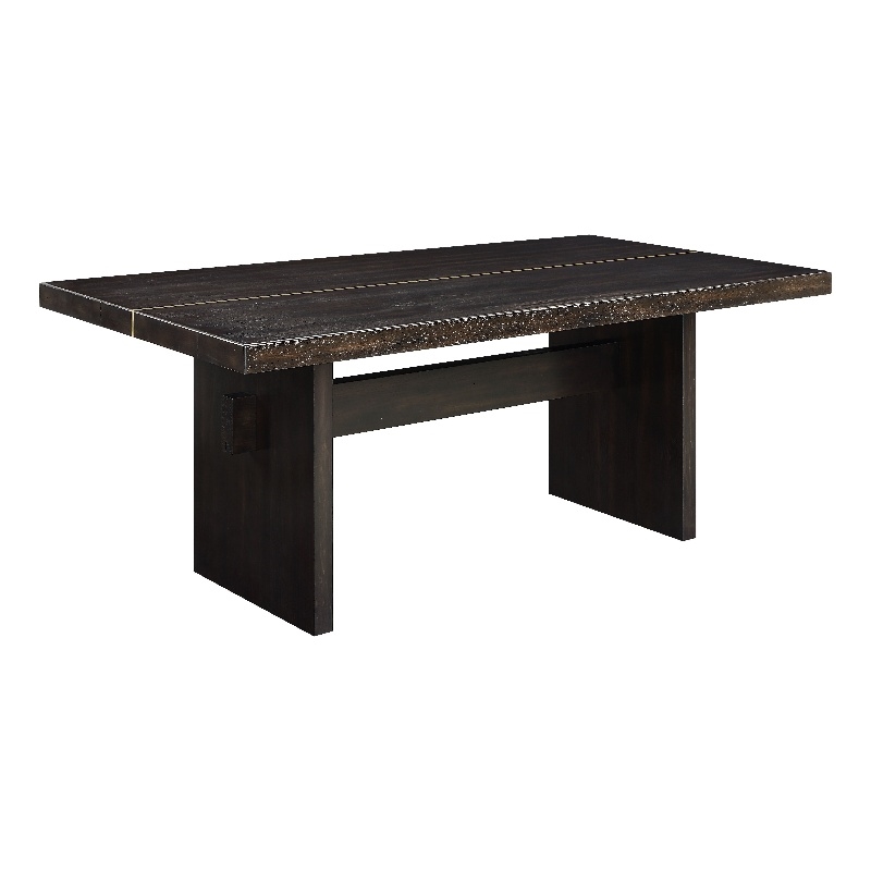 Bowery Hill Modern Rectangular Black Dining Table with Wooden Legs