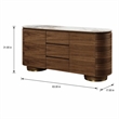 Bowery Hill Walnut Ceramic Top Server with 3 Drawers and 2 Doors