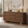 Bowery Hill Walnut Ceramic Top Server with 3 Drawers and 2 Doors