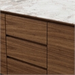 Bowery Hill Walnut Ceramic Top Server with 3 Drawers and 2 Doors
