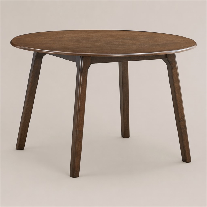 Bowery Hill Round Rubberwood Dining Table in Walnut Finish
