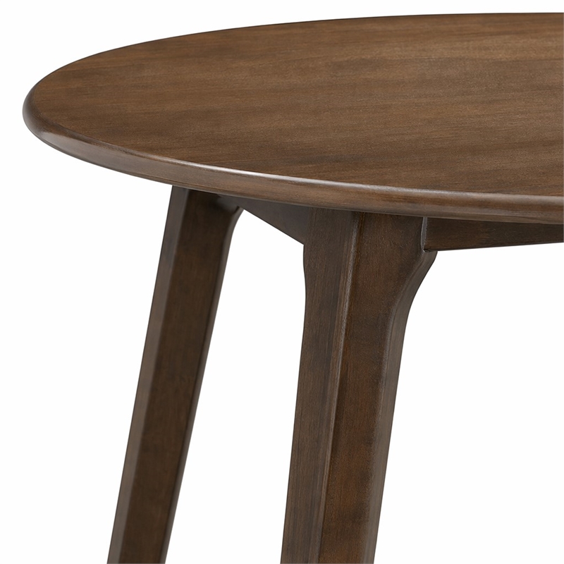 Bowery Hill Round Rubberwood Dining Table in Walnut Finish