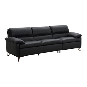 Bowery Hill Eilene Leather Sofa in Black with Full Foam Seat Cushion
