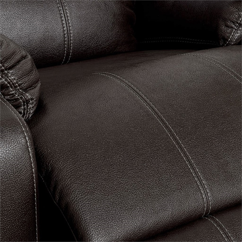 Bowery Hill Zuriel Motion Rocker Recliner in Brown Faux Leather