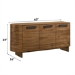 Bowery Hill Dining Server with Walnut Finish and 3 Doors