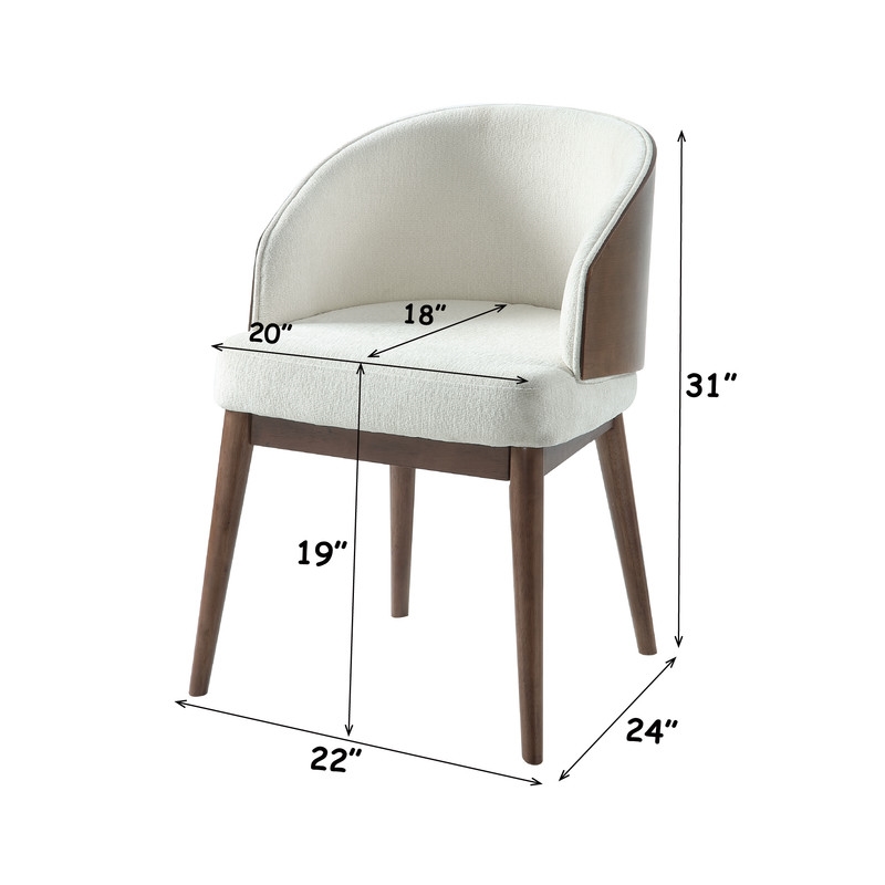 Bowery Hill Rufina Side Chair Set in Beige Fabric with Walnut Legs