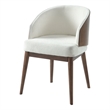 Bowery Hill Rufina Side Chair Set in Beige Fabric with Walnut Legs