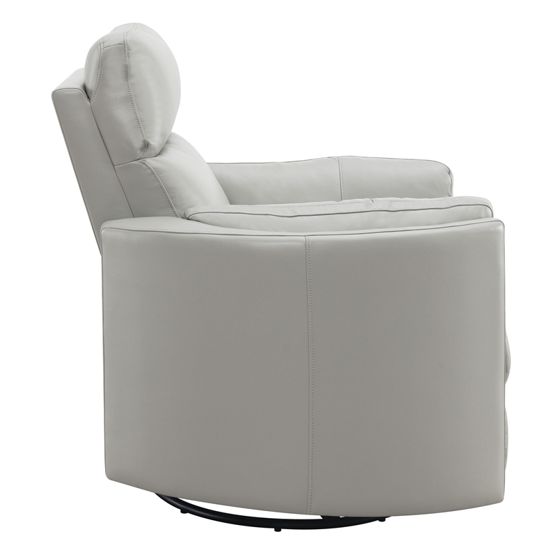 Bowery Hill Wooden Glider Recliner with Swivel in Gray Faux Leather