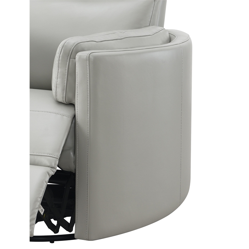 Bowery Hill Wooden Glider Recliner with Swivel in Gray Faux Leather