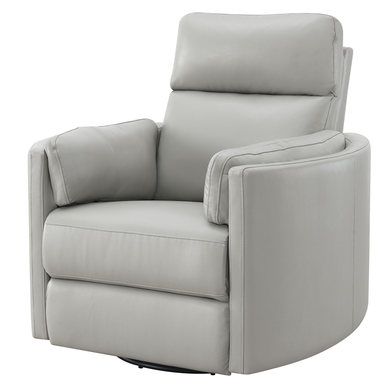 Bowery Hill Wooden Glider Recliner with Swivel in Gray Faux Leather
