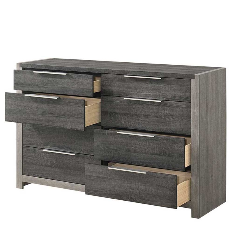 Bowery Hill 8-Drawer Rectangular Wood Dresser in Grey Finish