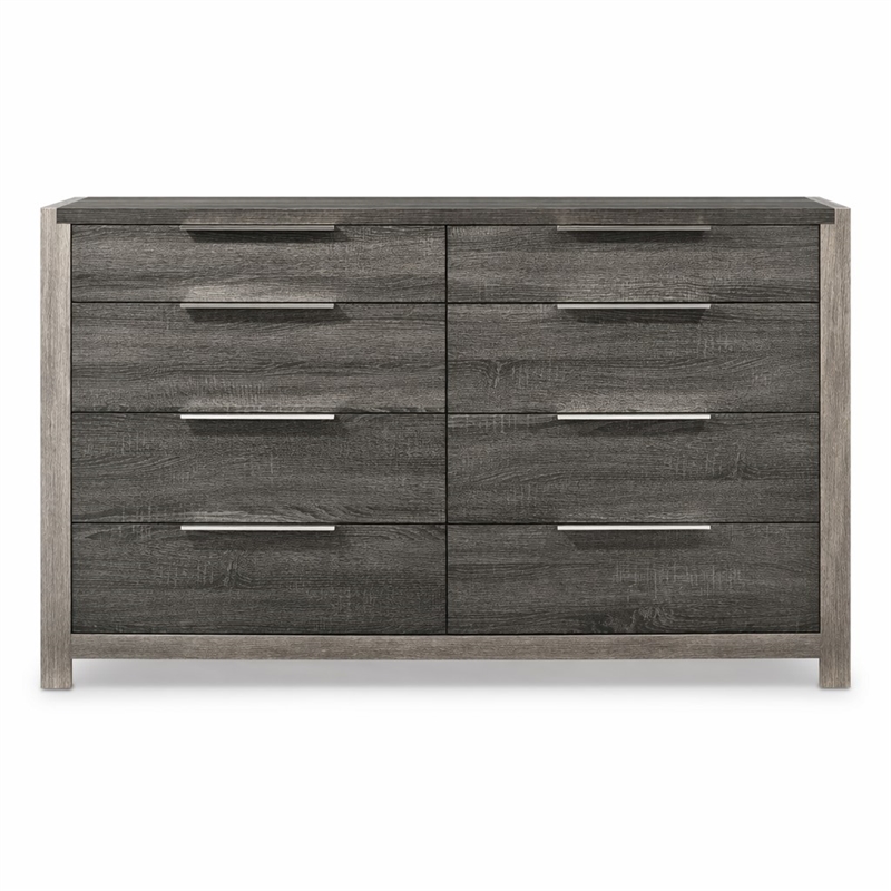 Bowery Hill 8-Drawer Rectangular Wood Dresser in Grey Finish