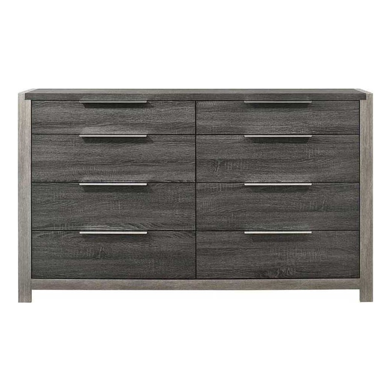 Bowery Hill 8-Drawer Rectangular Wood Dresser in Grey Finish