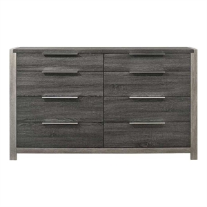 Bowery Hill 8-Drawer Rectangular Wood Dresser in Grey Finish