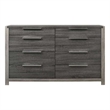 Bowery Hill 8-Drawer Rectangular Wood Dresser in Grey Finish