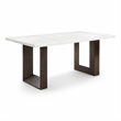 Bowery Hill Rectangular Wood and Marble Dining Table in White/Brown