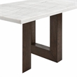 Bowery Hill Rectangular Wood and Marble Dining Table in White/Brown