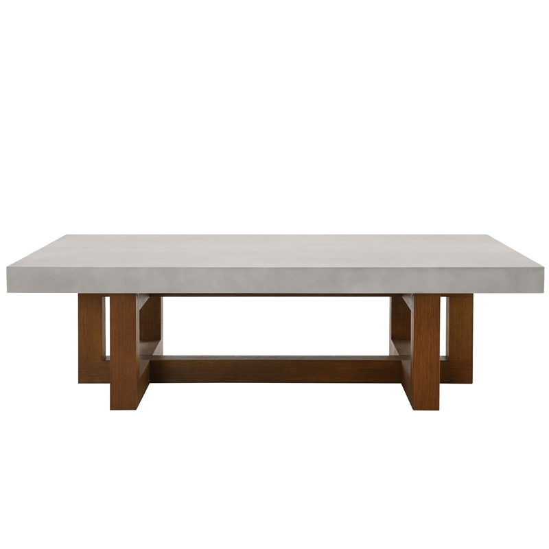 Bowery Hill Transitional Rectangular Coffee Table in Walnut/Gray