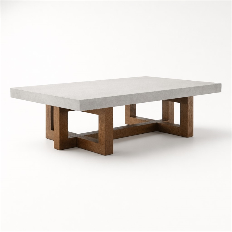 Bowery Hill Transitional Rectangular Coffee Table in Walnut/Gray