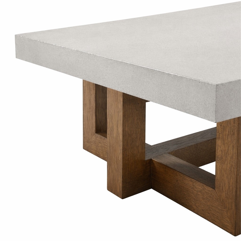 Bowery Hill Transitional Rectangular Coffee Table in Walnut/Gray