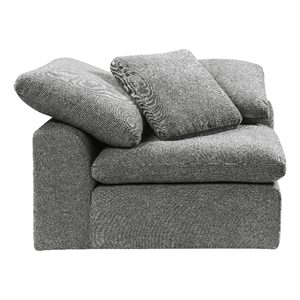 Bowery Hill Modular Wedge Chair with Pillow in Gray Linen Upholstery