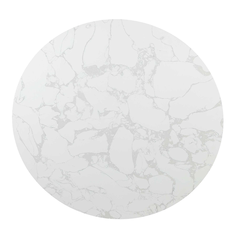 Bowery Hill Clayten Round Dining Table in Faux Marble with Espresso Base