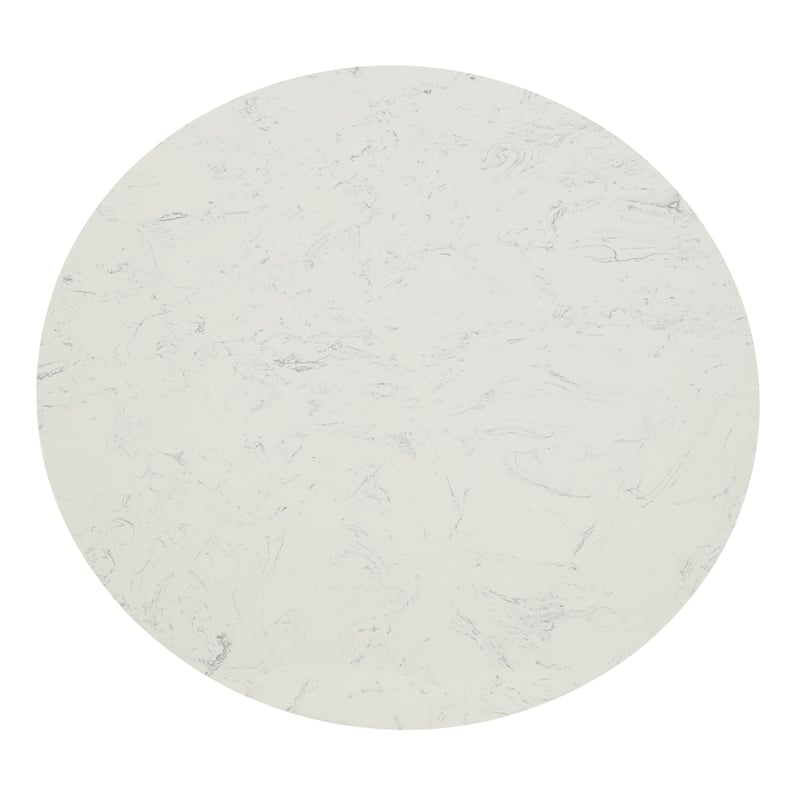 Bowery Hill Counter Height Table with Marble Top and Metal Base in White & Black