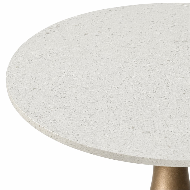 Bowery Hill Counter Height Table with Marble Top and Metal Base in White & Black