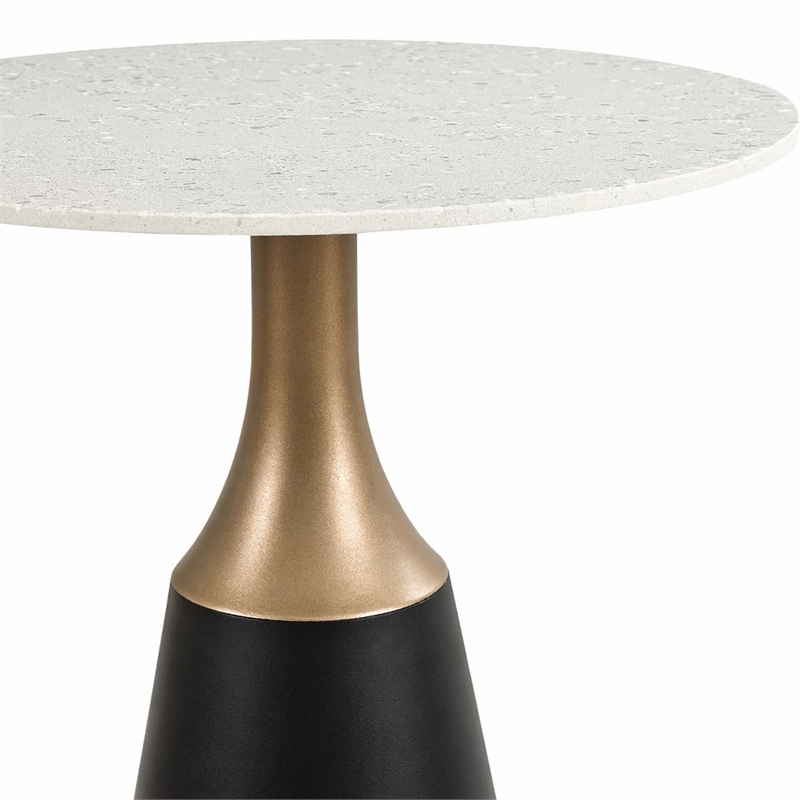 Bowery Hill Counter Height Table with Marble Top and Metal Base in White & Black