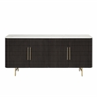 Bowery Hill Rectangular Server with Marble Top and 4 Doors in Espresso