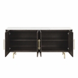 Bowery Hill Rectangular Server with Marble Top and 4 Doors in Espresso