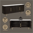 Bowery Hill Rectangular Server with Marble Top and 4 Doors in Espresso