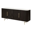 Bowery Hill Rectangular Server with Marble Top and 4 Doors in Espresso