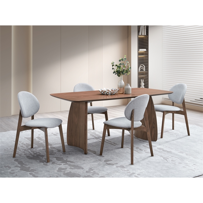Bowery Hill Scandinavian Rubberwood Rectangular Dining Table in Walnut