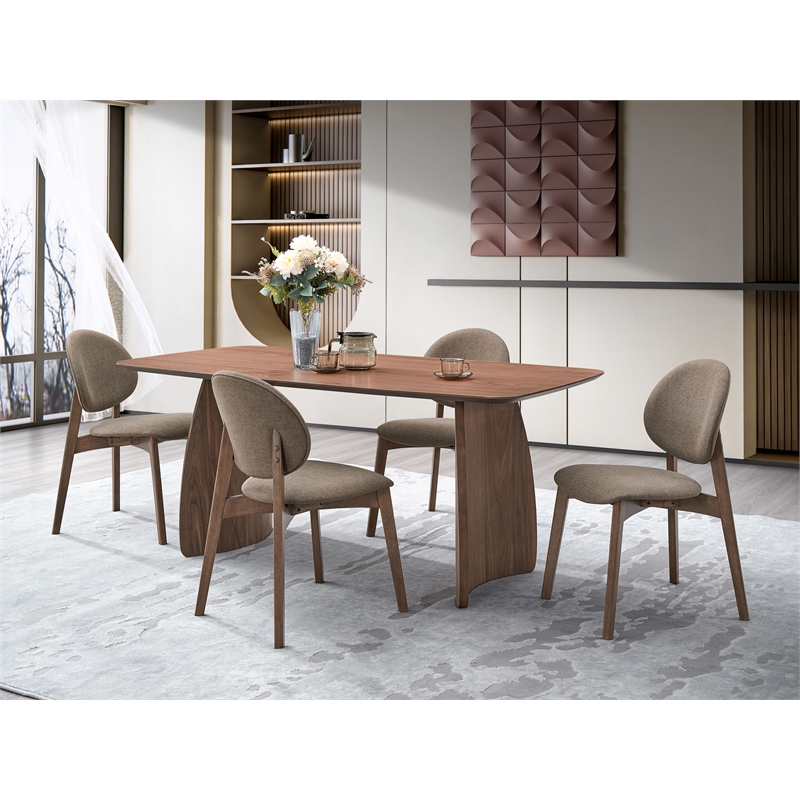 Bowery Hill Scandinavian Rubberwood Rectangular Dining Table in Walnut