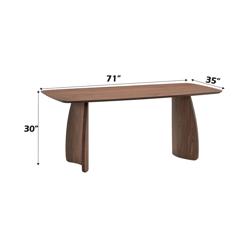 Bowery Hill Scandinavian Rubberwood Rectangular Dining Table in Walnut