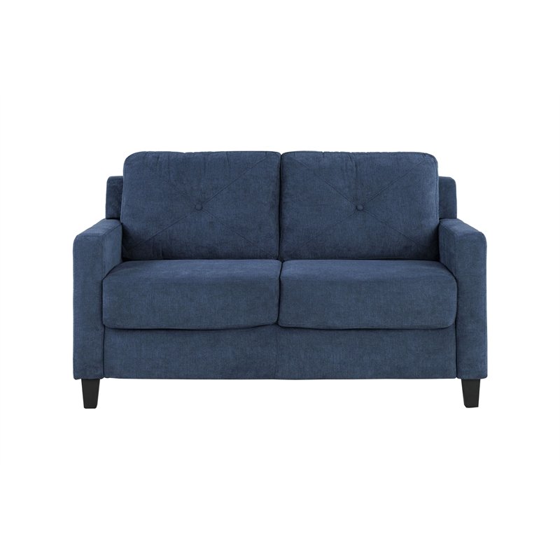 Bowery Hill Navy Chenille Loveseat with Wood Inner Frame
