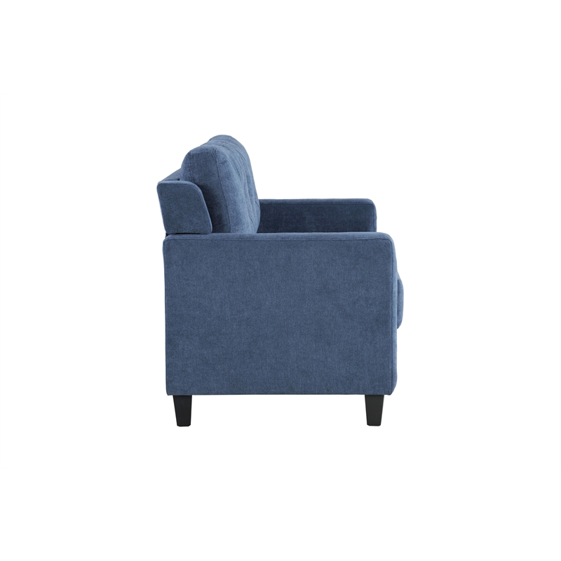 Bowery Hill Navy Chenille Loveseat with Wood Inner Frame