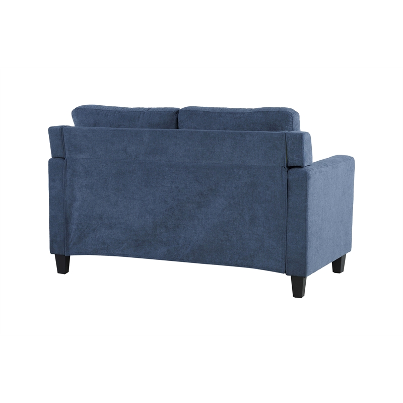 Bowery Hill Navy Chenille Loveseat with Wood Inner Frame