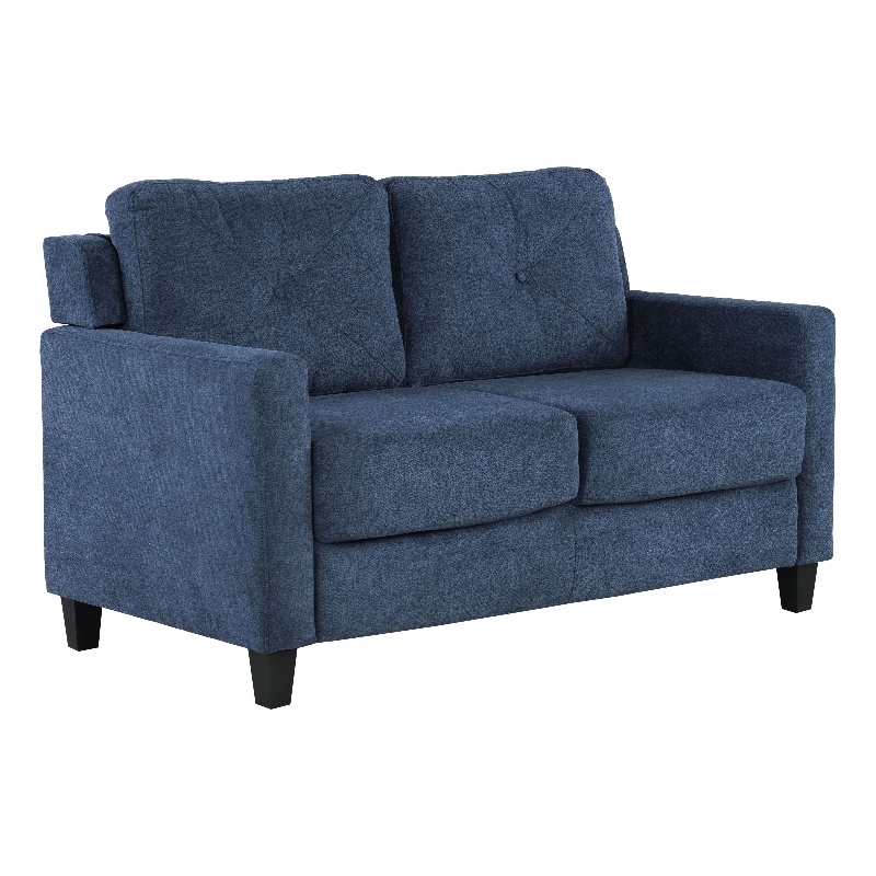 Bowery Hill Navy Chenille Loveseat with Wood Inner Frame