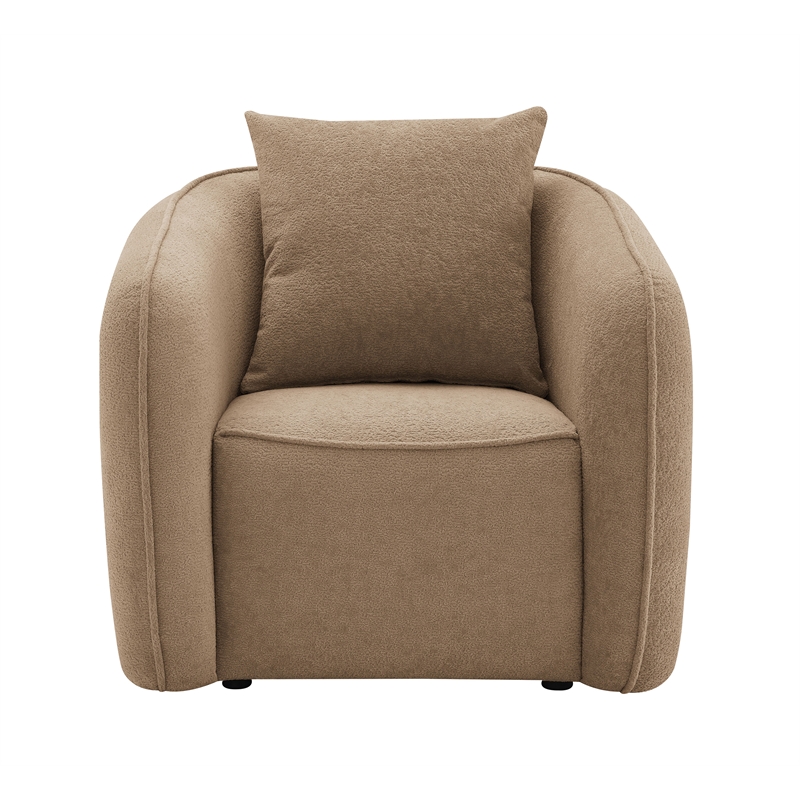 Bowery Hill Contemporary Chenille Chair with Pillow in Brown