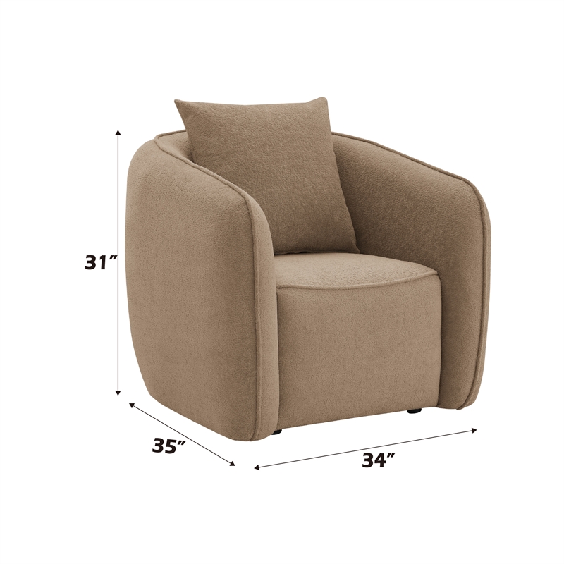 Bowery Hill Contemporary Chenille Chair with Pillow in Brown