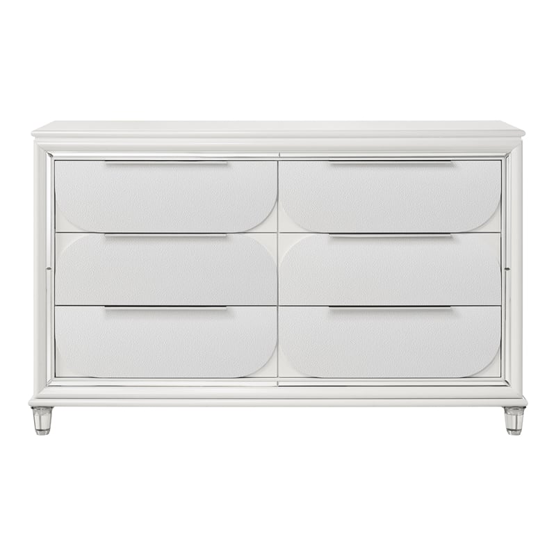 Bowery Hill Rectangular 6-Drawer Dresser with Pearl White Finish