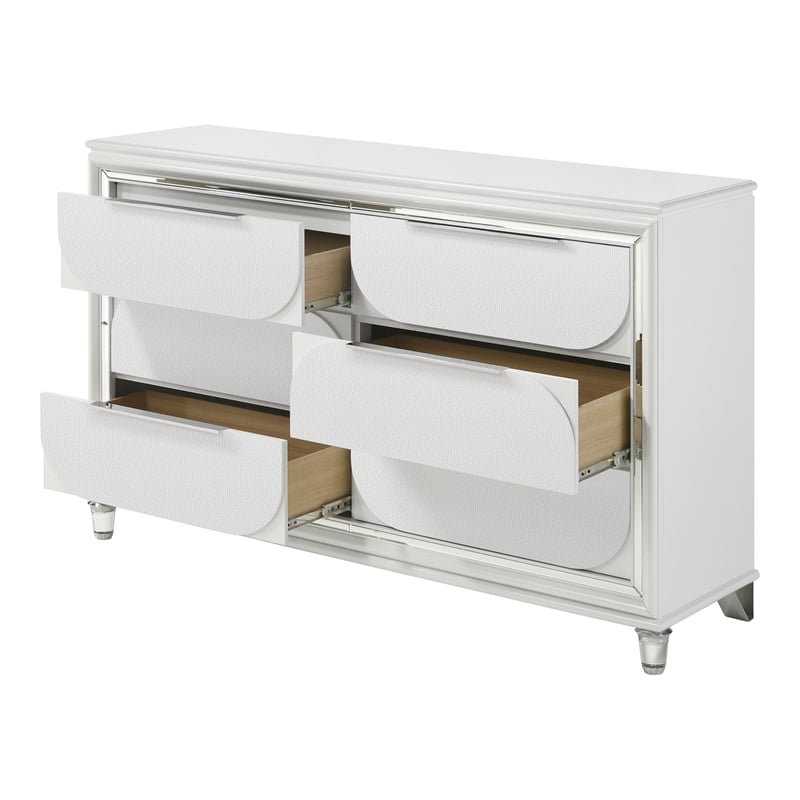 Bowery Hill Rectangular 6-Drawer Dresser with Pearl White Finish