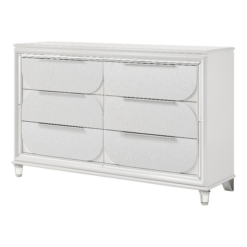 Bowery Hill Rectangular 6-Drawer Dresser with Pearl White Finish