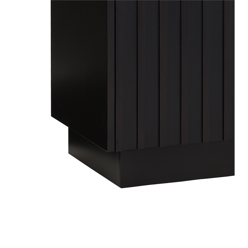 Bowery Hill 3-Door Wood Server with Marble Top in White/Black