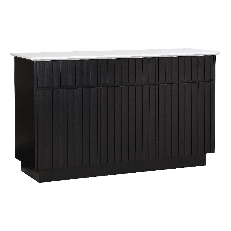 Bowery Hill 3-Door Wood Server with Marble Top in White/Black