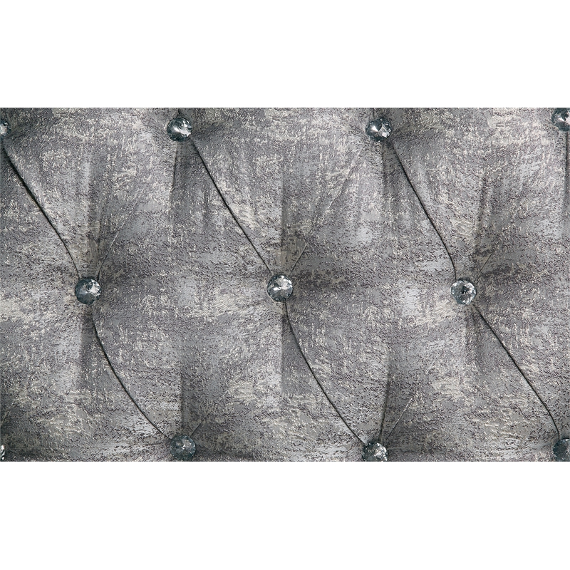 Bowery Hill Miliani Tufted Fabric Sofa with 5 Pillows in Gray/Bronze
