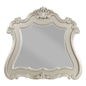 Bowery Hill Wooden Transitional Mirror with Scalloped Edges in Champagne